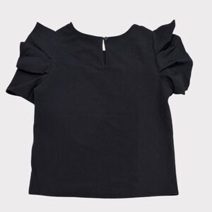 SHEIN Kids Black Ruffle Sleeve Top - Size 10Y (140)